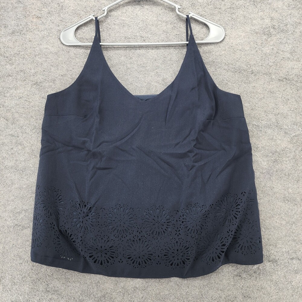 Banana Republic Shirt Womens Large Petite Sleeveless Navy Blue